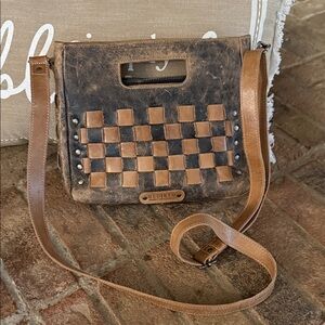 BED|STU Tan and Black Checkered Crossbody Bag